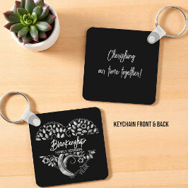 懇親会カスタムファミリーハートアートツリーブラックシルバー キーホルダー