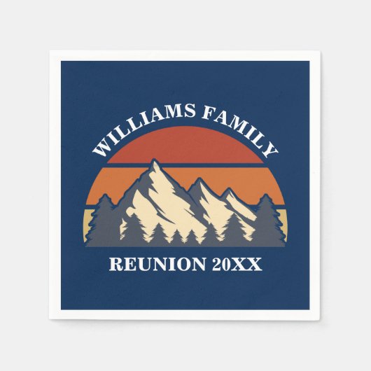 懇親会カスタムファミリーパーティーブルーマウンテンサンセット スタンダードカクテルナプキン (正面)