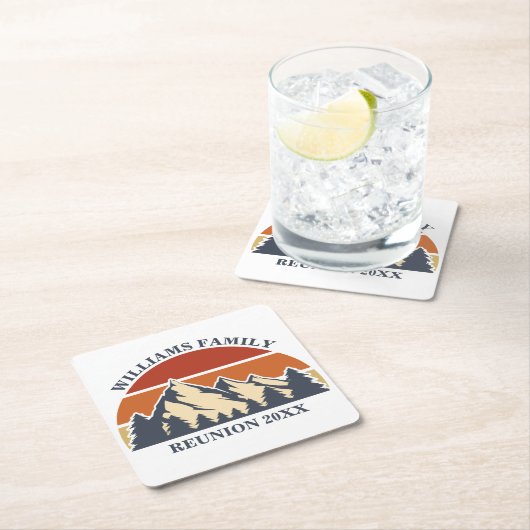 懇親会カスタムファミリーロードサンセットマウンテンパーティー スクエアペーパーコースター (インサイチュ)
