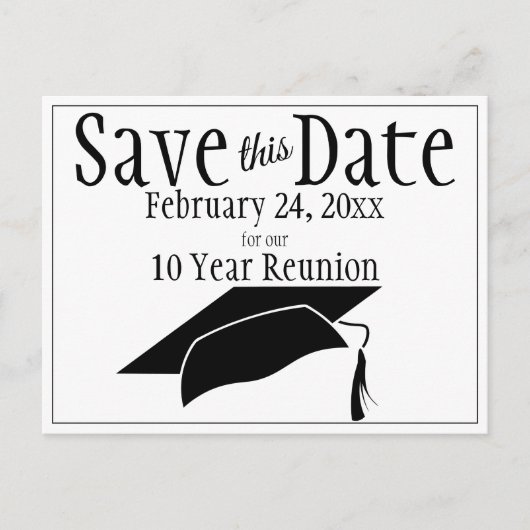 懇親会クラス日付を保存する黒い卒業上限 ポストカード (正面)
