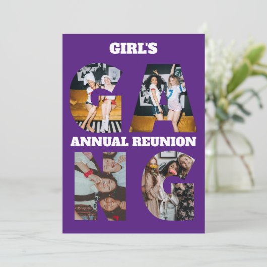 懇親会パーティーガールの集団4画像フォト招待状 招待状 (スタンド正面)