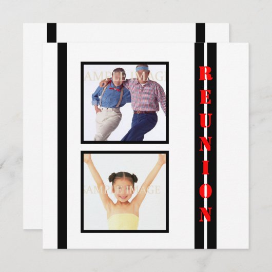 懇親会ホワイトブラックファミリPERSONALIZE 招待状 (正面/裏面)