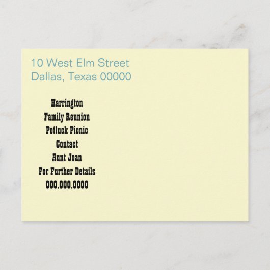 懇親会日付または招待状の保存 案内ポストカード (裏面)