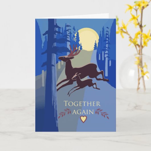 懇親会父鹿との誕生おめでとう カード (黄色い花)