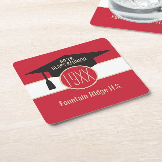 懇親会!クラスカスタム懇親会コースター スクエアペーパーコースター (アングル)