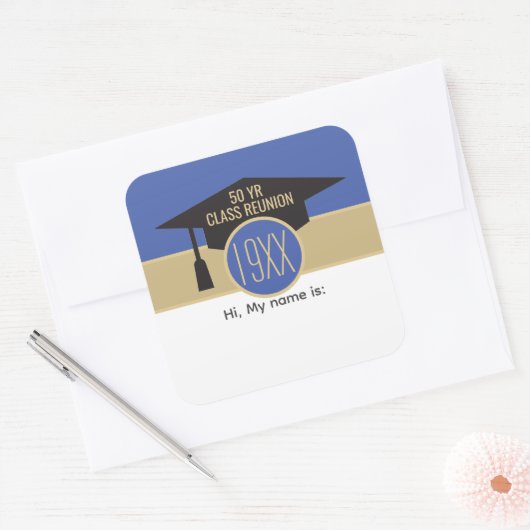 懇親会!クラスカスタム懇親会名タグ スクエアシール (封筒)