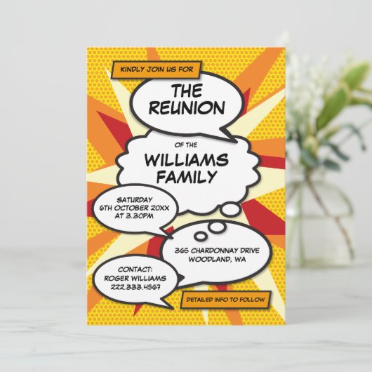 懇親会、ファミリー懇親会、パーティー漫画書 招待状 (スタンド正面)