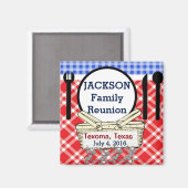 懇親会 – 赤、白、青のピクニックまたはBBQ マグネット (正面/裏面)