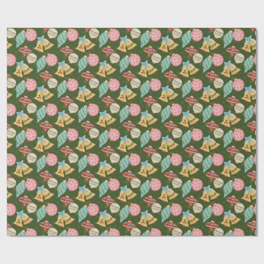 懐お洒落かしいクリスマスオーナメントかわいいおもしろい ラッピングペーパー (フラット)