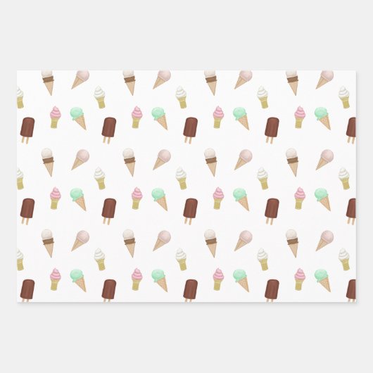 懐かしいアイスクリームパーラー誕生日パーティー ラッピングペーパーシート (正面2)