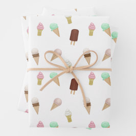 懐かしいアイスクリームパーラー誕生日パーティー ラッピングペーパーシート