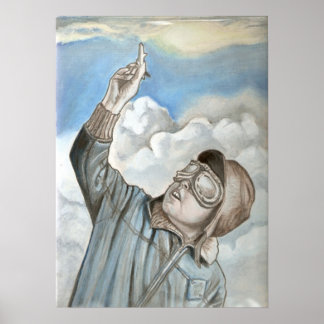 懐かしいアビエーター油絵 ポスター