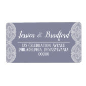 懐かしいエレガントホワイトレース |スチールブルー結婚ズ ラベル (正面)