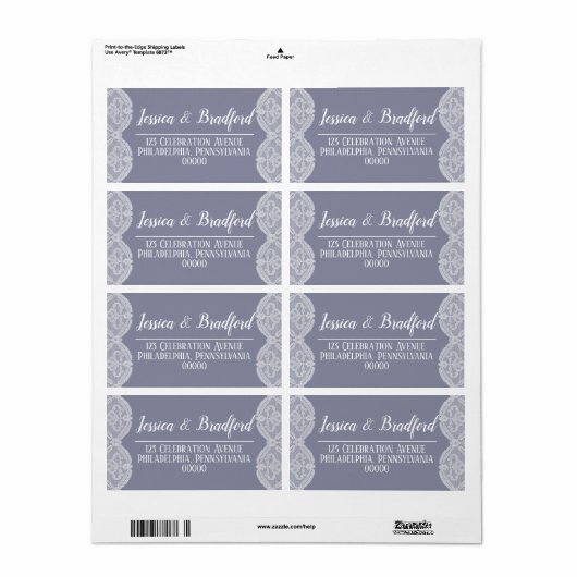 懐かしいエレガントホワイトレース |スチールブルー結婚ズ ラベル (フルシート)