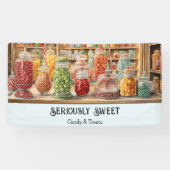 懐かしいカラフルレトロキャンディーショップスイーツストア 横断幕 (横)