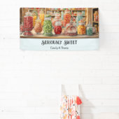 懐かしいカラフルレトロキャンディーショップスイーツストア 横断幕 (インサイチュ)