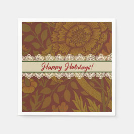 懐かしいクラシックウィリアム・モリス金ゴールド休日 スタンダードカクテルナプキン