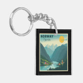 懐かしいクラシック旅行のポスター – Norway Fjords キーホルダー (正面左)
