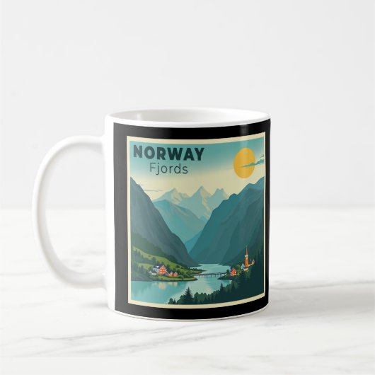 懐かしいクラシック旅行のポスター – Norway Fjords コーヒーマグカップ (左)