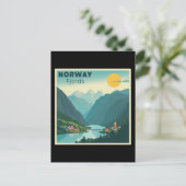 懐かしいクラシック旅行のポスター – Norway Fjords シーズンポストカード (スタンド正面)