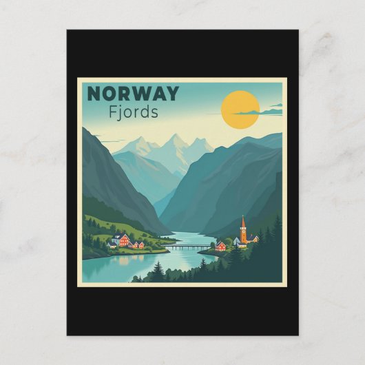懐かしいクラシック旅行のポスター – Norway Fjords シーズンポストカード (正面)