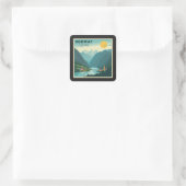 懐かしいクラシック旅行のポスター – Norway Fjords スクエアシール (バッグ)