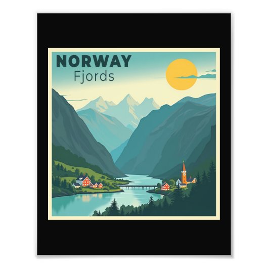 懐かしいクラシック旅行のポスター – Norway Fjords フォトプリント (正面)