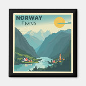 懐かしいクラシック旅行のポスター – Norway Fjords マグネット (正面)
