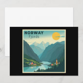 懐かしいクラシック旅行のポスター – Norway Fjords 招待状 (正面/裏面)