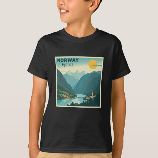 懐かしいクラシック旅行のポスター – Norway Fjords Tシャツ (正面)