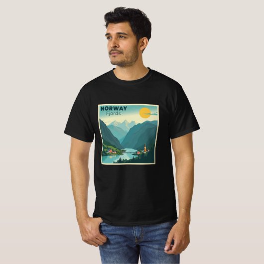 懐かしいクラシック旅行のポスター – Norway Fjords Tシャツ (正面フル)