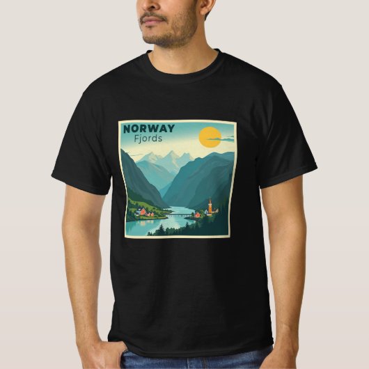 懐かしいクラシック旅行のポスター – Norway Fjords Tシャツ (正面)