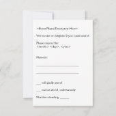 懐かしいクラシック、「R.S.V.P.」 カード (裏面)