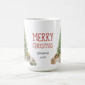 懐かしいクリスマスの可愛い動物の思い出 コーヒーマグカップ (中央)