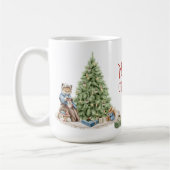 懐かしいクリスマスの可愛い動物の思い出 コーヒーマグカップ (左)