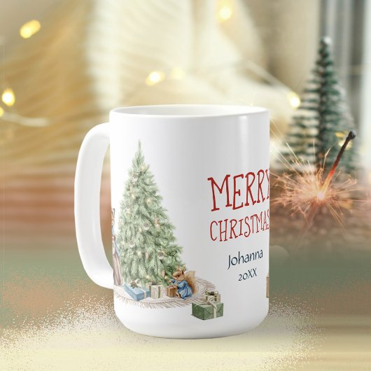 懐かしいクリスマスの可愛い動物の思い出 コーヒーマグカップ