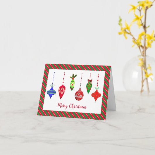 懐かしいクリスマスオーナメントホリデーグリーティング カード (黄色い花)