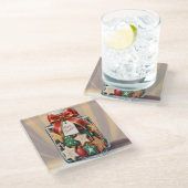 懐かしいクリスマスクッキーの瓶ガラスのコースター ガラスコースター (アングル)