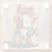 懐かしいクリスマスクッキーの瓶ガラスのコースター ガラスコースター (裏面)