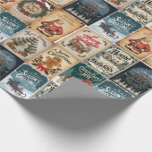 懐かしいクリスマスコラージュレトロホリデー ラッピングペーパー (角)