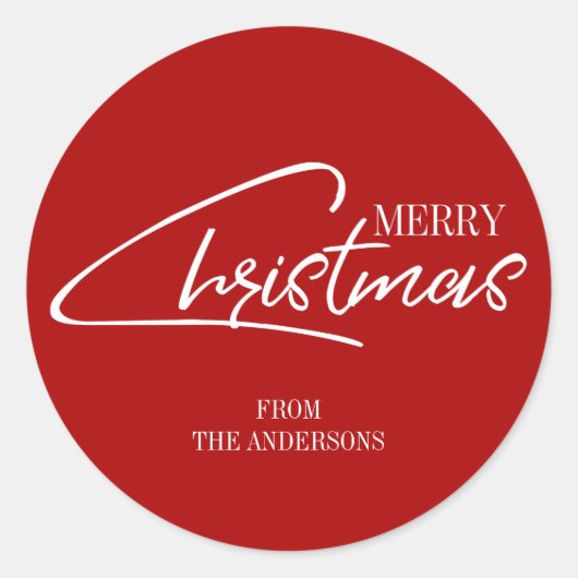 懐かしいクリスマススクリプトホリデーステッカー ラウンドシール (正面)