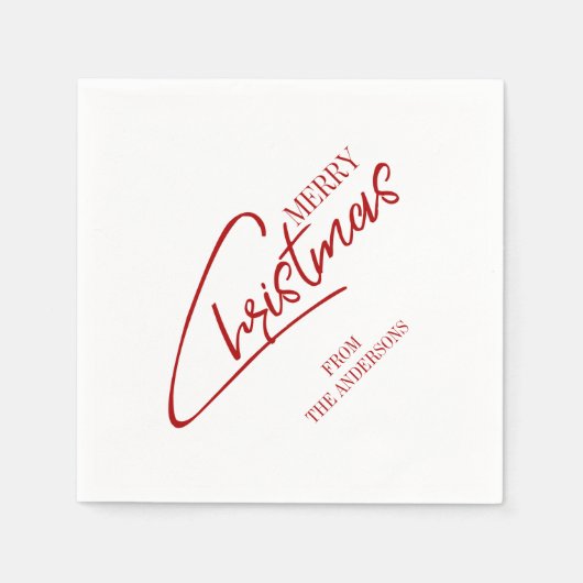 懐かしいクリスマススクリプトホリデーペーパーナプキン スタンダードカクテルナプキン (正面)
