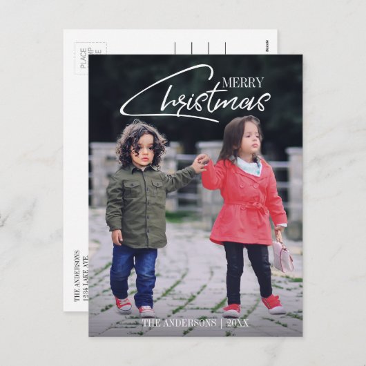 懐かしいクリスマススクリプト休日の写真はがき シーズンポストカード (正面/裏面)