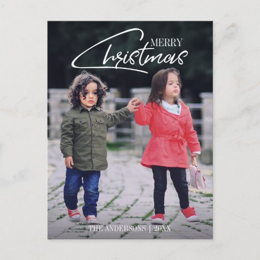 懐かしいクリスマススクリプト休日の写真はがき シーズンポストカード (正面)