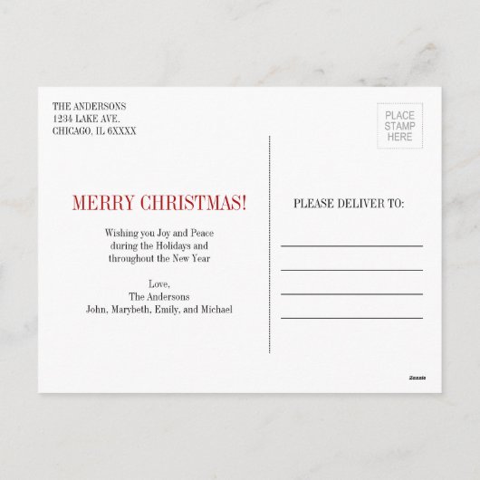 懐かしいクリスマススクリプト休日の写真はがき シーズンポストカード (裏面)