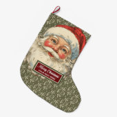 懐かしいクリスマスストッキングヴィンテージオールドファッションド ラージクリスマスストッキング (正面 (吊り時))