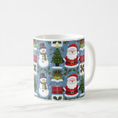懐かしいクリスマスパターンプリント コーヒーマグカップ (正面右)