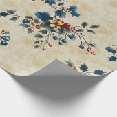 懐かしいクリスマスフローラ包装紙 ラッピングペーパー (角)