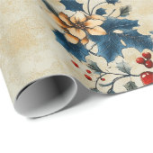 懐かしいクリスマスフローラ包装紙 ラッピングペーパー (ロールコーナー)