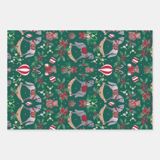 懐かしいクリスマスロッキングホースベアフェスティバル ラッピングペーパーシート (正面)